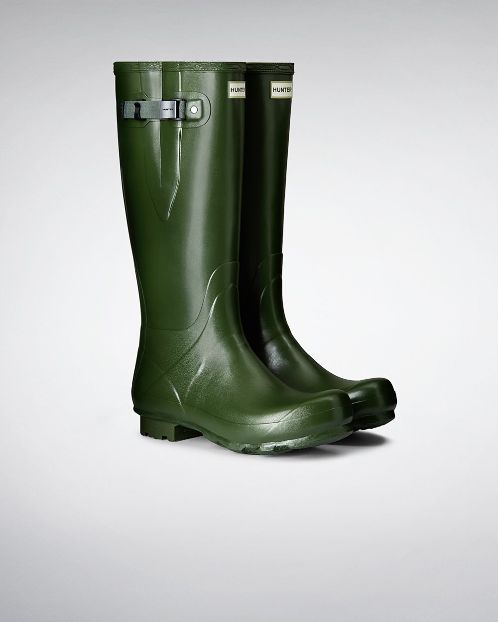 Mens Tall Rain Boots - Hunter Norris Field Side Adjustable (18RETYVGW) - Green